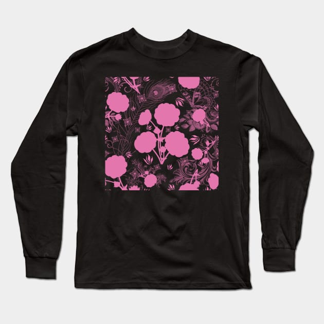 Cinquefoil Flowers in pink Long Sleeve T-Shirt by LizzyizzyDesign